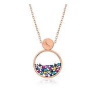 Pilelistore 925 Ayar Gümüş Rose Mix Taşlı Çiğ Damlası Kadın Gümüş Kolye