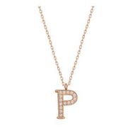 pilelistore 925 Ayar Gümüş Rose P Harfi Kadın Gümüş Kolye