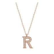pilelistore 925 Ayar Gümüş Rose R Harfi Kadın Gümüş Kolye