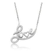 Pilelistore 925 Ayar Gümüş Taşlı Love Kadın Gümüş Kolye