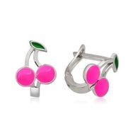 Pilelistore Gümüş Pembe Kiraz Çocuk Küpesi