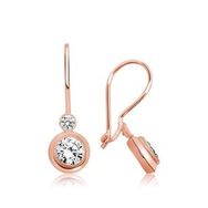 Pilelistore Gümüş Rose Sallantılı Tek Taş Küpe