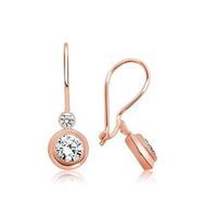 Pilelistore Gümüş Rose Sallantılı Tek Taş Küpe
