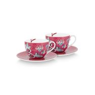 PIP STUDIO Flower Festival Collection Kırmızı 280 ml Porselen Çay Fincan Seti