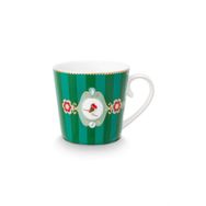 PIP STUDIO Love Birds Yeşil Çizgili Madalyon Desenli 250 ml Mug