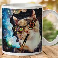 Pipo İçen Kedi Baskılı Kupa