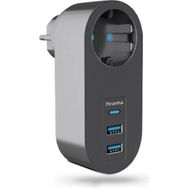 Piranha 45515 Termal Akım Korumalı Priz / 2 x USB - 1 x Type-C Girişli - Beyaz