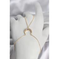 Pirinç Gold Renk Hilal Model Zirkon Taşlı Kadın Şahmeran - Tj-Sn751