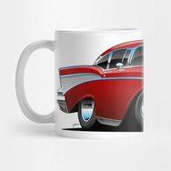 Pixxa Classic Hot Rod 57 Muscle Car, Low Profile, Big Tires And Rims, Candy Apple Red Cartoon Kupa Bardak