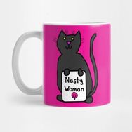 Pixxa Cute Cat With Nasty Woman Sign Supports Kamala Harris Kupa Bardak