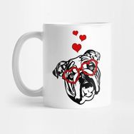 Pixxa English Bulldog Wearing Heart Galsses Kupa Bardak