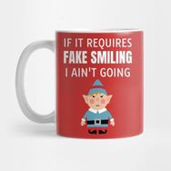 Pixxa Fake Smiling Angry Christmas Elf Kupa Bardak
