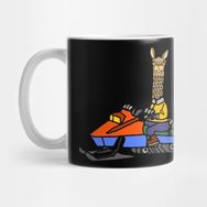 Pixxa Funny Llama Snowmobiling Cartoon Kupa Bardak