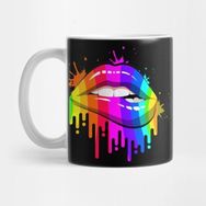 Pixxa Homosexual Lesbian Rainbow Lips Pride Kupa Bardak