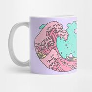 Pixxa Japanese Pastel Kawaii Anime Meme Surf Beach Wave Kupa Bardak