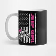 Pixxa Jeep Girl American Flag Jeep Women Cute Ribbon Jeep Kupa Bardak