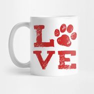 Pixxa Love With Dog Paw Print Kupa Bardak