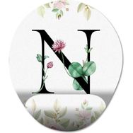 Pixxa Model 1 Oval N Harfi-Çiçekli Harf Bilek Destekli Mouse Pad