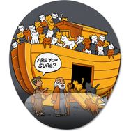 Pixxa Model 1 Oval Nuh'un Gemisi Kedi-Noah's Ark Bilek Destekli Mouse Pad