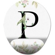 Pixxa Model 1 Oval P Harfi - Çiçekli Harf Bilek Destekli Mouse Pad