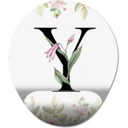 Pixxa Model 1 Oval Y Harfi - Çiçekli Harf Bilek Destekli Mouse Pad