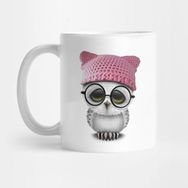 Pixxa Nerdy Baby Owl Wearing Pussy Hat Kupa Bardak