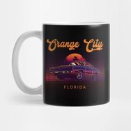 Pixxa Orange City Florida Retro Vintage 80S 90S Muscle Cars Retrowave Aesthetic Men Women Unique Graphic Kupa Bardak
