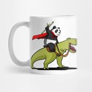 Pixxa Panda Bear Riding A T-Rex Dinosaur Kupa Bardak