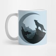 Pixxa Silhouette Of Wild Wolf In Nature At Night Kupa Bardak