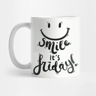 Pixxa Smile It's Friday! Black Text Design With Happy Smiley Face Kupa Bardak
