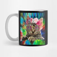 Pixxa Tie Dye Peace Hippie Cat Boho Festival Kupa Bardak