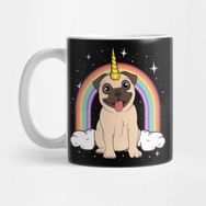 Pixxa Unicorn Pug Pugicorn Gift Rainbow Space Galaxy Kupa Bardak