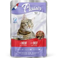 Plaisir Pouch Sos İçinde Sığır Etli ve Hindili 100 gr Kısırlaştırılmış Kedi Konservesi