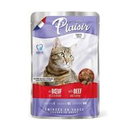 Plaisir Pouch Sos İçinde Sığır Etli ve Hindili 6x100 gr Kısırlaştırılmış Kedi Konservesi