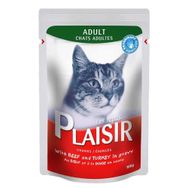 Plaisir Pouch Yetişkin Sığır Etli-Hindili 22x100 gr Yaş Kedi Maması