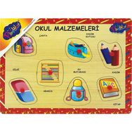 Playwood Ahşap Tutmalı Okul Malzemeleri Puzzle
