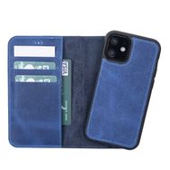Plm G21 Apple iPhone 12 mini Uyumlu Mavi Deri Cüzdanlı Kılıf