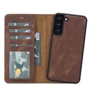 Plm MWWN G2 Samsung Galaxy S22 Plus Uyumlu Kahve Deri Cüzdanlı Kılıf