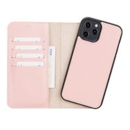 Plm NU2 Pembe Apple iPhone 12 Pro Max Uyumlu Deri Cüzdanlı Kılıf