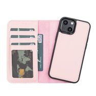 Plm NU2 Pembe Apple iPhone 13 Mini Uyumlu Deri Cüzdanlı Kılıf