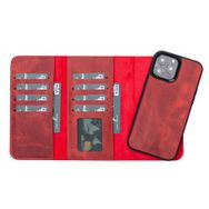 Plm Santa G4 Kırmızı Apple İphone 13 Pro Max Uyumlu Deri Cüzdanlı Kılıf