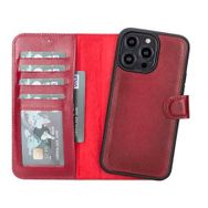 Plm V4EF Apple iPhone 14 Pro Max Uyumlu Deri Cüzdanlı Kılıf