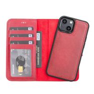 Plm V4EF Kırmızı Apple iPhone 13 Mini Uyumlu Deri Cüzdanlı Kılıf