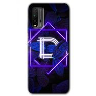 Poco M3 Dark Neon Yaprak D Harfi Baskılı Uyumlu Silikon Kılıf
