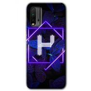Poco M3 Dark Neon Yaprak H Harfi Baskılı Uyumlu Silikon Kılıf