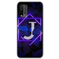 Poco M3 Dark Neon Yaprak J Harfi Baskılı Uyumlu Silikon Kılıf