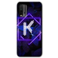 Poco M3 Dark Neon Yaprak K Harfi Baskılı Uyumlu Silikon Kılıf