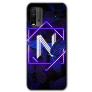 Poco M3 Dark Neon Yaprak N Harfi Baskılı Uyumlu Silikon Kılıf