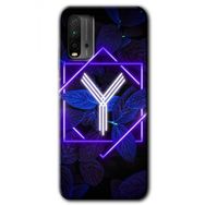 Poco M3 Dark Neon Yaprak Y Harfi Baskılı Uyumlu Silikon Kılıf