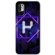 Poco M3 Pro Dark Neon Yaprak H Harfi Baskılı Uyumlu Silikon Kılıf